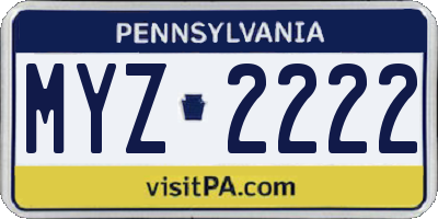 PA license plate MYZ2222