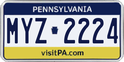 PA license plate MYZ2224