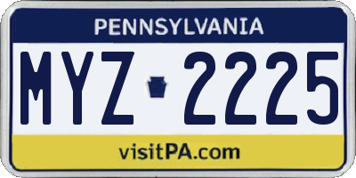 PA license plate MYZ2225