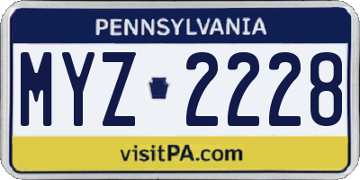 PA license plate MYZ2228
