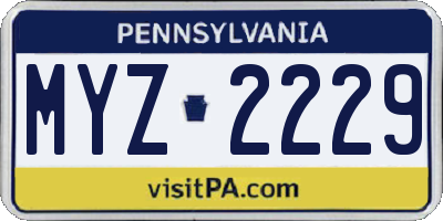 PA license plate MYZ2229