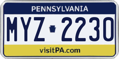 PA license plate MYZ2230