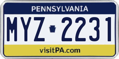 PA license plate MYZ2231