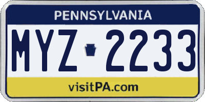 PA license plate MYZ2233
