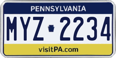 PA license plate MYZ2234