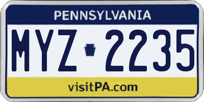 PA license plate MYZ2235
