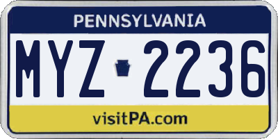PA license plate MYZ2236