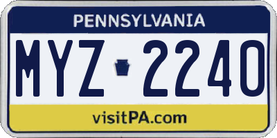 PA license plate MYZ2240