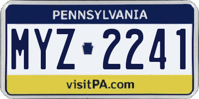 PA license plate MYZ2241