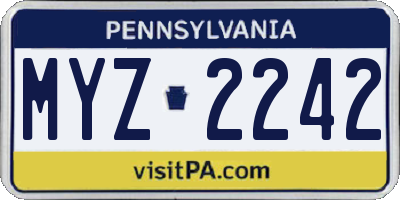 PA license plate MYZ2242