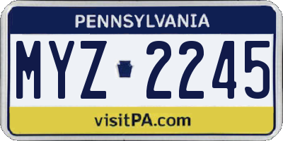 PA license plate MYZ2245