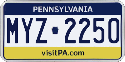 PA license plate MYZ2250