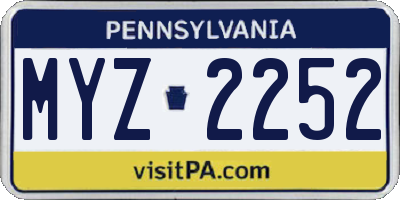 PA license plate MYZ2252