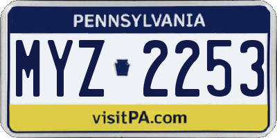 PA license plate MYZ2253