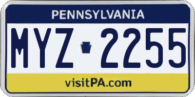 PA license plate MYZ2255
