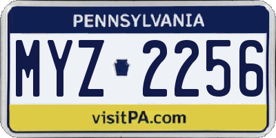 PA license plate MYZ2256