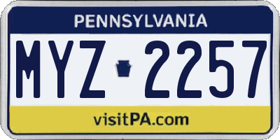 PA license plate MYZ2257
