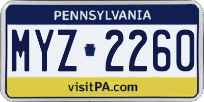 PA license plate MYZ2260