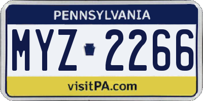 PA license plate MYZ2266