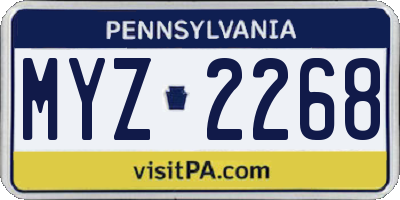 PA license plate MYZ2268