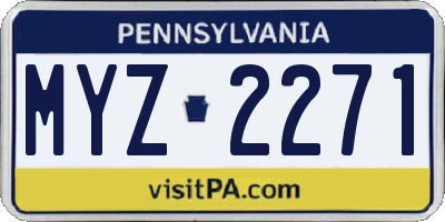 PA license plate MYZ2271