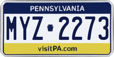 PA license plate MYZ2273