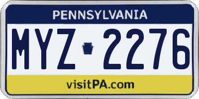 PA license plate MYZ2276