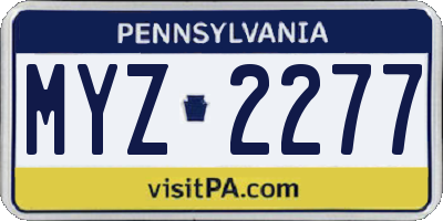 PA license plate MYZ2277