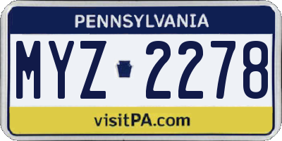 PA license plate MYZ2278