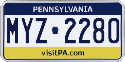 PA license plate MYZ2280
