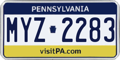 PA license plate MYZ2283