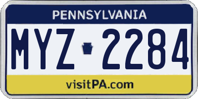 PA license plate MYZ2284