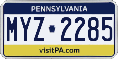 PA license plate MYZ2285