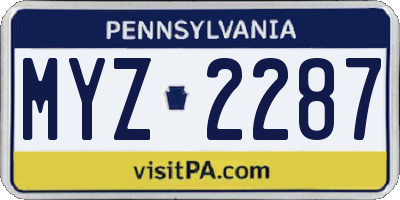 PA license plate MYZ2287