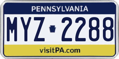 PA license plate MYZ2288