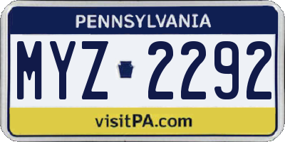 PA license plate MYZ2292