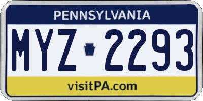 PA license plate MYZ2293