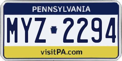 PA license plate MYZ2294