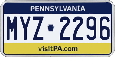 PA license plate MYZ2296