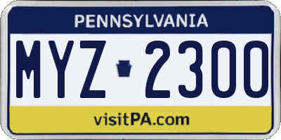 PA license plate MYZ2300