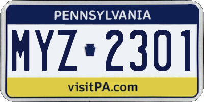 PA license plate MYZ2301