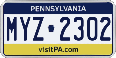 PA license plate MYZ2302