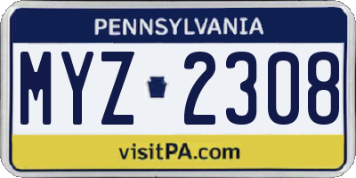 PA license plate MYZ2308