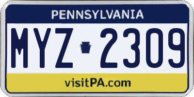 PA license plate MYZ2309