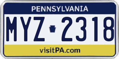 PA license plate MYZ2318