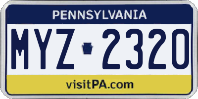PA license plate MYZ2320