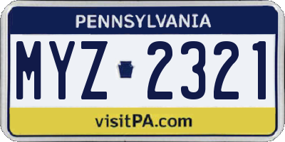 PA license plate MYZ2321
