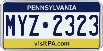 PA license plate MYZ2323