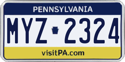 PA license plate MYZ2324