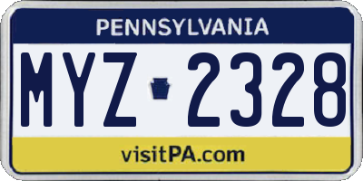 PA license plate MYZ2328